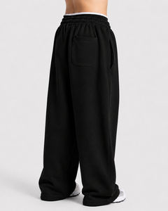 Pantalon de jogging décontracté surdimensionné pour garçon, noir avec lignes contrastées, respirant, en molleton premium, vente en gros, OEM - Product Image 2