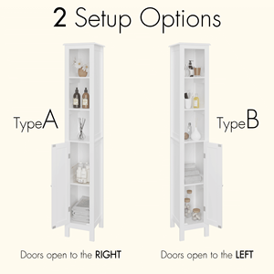 European 66.92\" Tall Bathroom <b>Storage</b> Cabinet 1-Door Freestanding Wood Cabinet Adjustable Shelves Anti-tip <b>Open</b> Home - Product Image 1