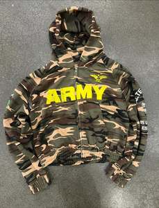 Sudadera con Capucha de Camuflaje Vintage de Alta Calidad para Hombre, con Cierre y Diseño Desgastado, Personalizable con Logotipo TAHAD - Product Image 1