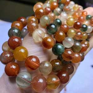 ลูกปัดควอตซ์รูไทล์สีรุ้งธรรมชาติ ลูกปัดควอตซ์รูไทล์ทรงเข็ม สำหรับทำเครื่องประดับ DIY - Product Image 4