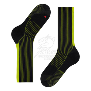 Striped Crew <b>Socks</b> Black with <b>Neon</b> Green Stripes Quick Dry Knitted for Running & Tennis Youth & Adults Winter - Product Image 2