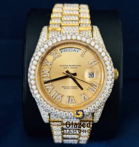 นาฬิกาหรูหราสไตล์ฮิปฮอป ตัวเรือนสแตนเลสสตีล หน้าปัดตัวเลขโรมันประดับเพชร VVS คัตติ้งบริลเลียนท์ พร้อมโมอิสซาไนต์ - Product Image 5