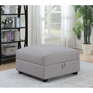 Austin Grey Square Upholstered <b>Stool</b> & <b>Ottoman</b> with Storage Features - Product Image 1