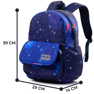 Galaxy Print Student <b>Backpack</b> 15 Inches Multiple Pockets Zipper Closure Unisex Fashion Day <b>Backpack</b> Polyester Material - Product Image 2