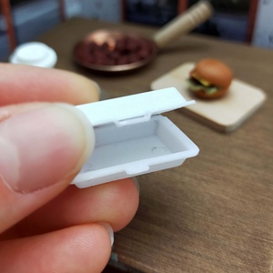Boîte à fast-food miniature en plastique 1:12, meubles de maison de poupée, conteneur décoratif, modèle à l'échelle, accessoire blanc - Product Image 4
