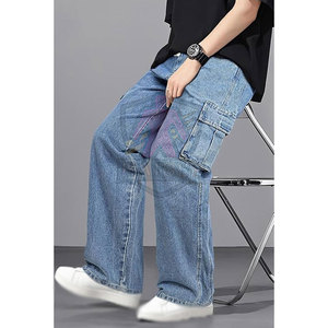 กางเกงยีนส์ทรงหลวมเอวสูงสำหรับผู้ชาย ผลิตตามสั่ง MOQ ต่ำ ขายส่ง น้ำหนักเบา ผ้าฝ้าย 100% คุณภาพสูง - Product Image 2