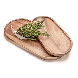 Bandeja de Servir Ovalada Pequeña de Madera, 20 x 12 cm, Grano Natural, Diseño Moderno, Modelo Móvil AEPG-TRY, Venta al Por Mayor - Product Image 2