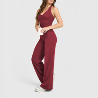 Nouvel ensemble débardeur col en V et pantalon droit pour femme – Tenue de sport deux pièces respirante pour yoga, gym, pilates – Idéal été