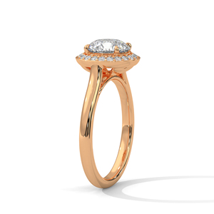 Anillo de promesa de oro rosa macizo de 14k certificado por GRA, viene con un diamante clásico de corte redondo cultivado en laboratorio y un diseño con diamantes pavé laterales. - Product Image 3