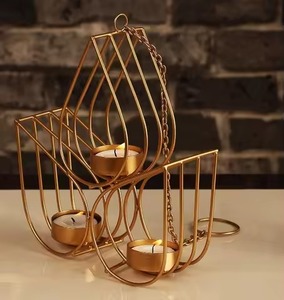 Golden Leaf Candle <b>Stand</b> with <b>Bird</b> and Cage Design Brass Home Decor Heat Resistant Metal Holder - Product Image 3