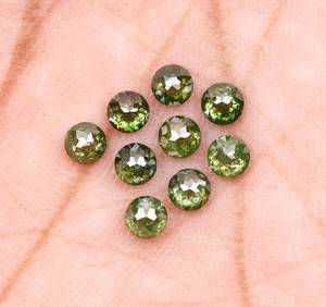 เพชรแท้ธรรมชาติ OM GEMS ขนาด 3.1 มม. สีเขียวเข้มแบบโรสคัท  เพชรเมเลียแฟนซีไลท์  พร้อมใบรับรองสำหรับทำเครื่องประดับ - Product Image 1