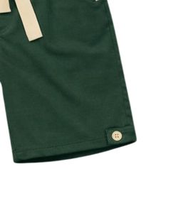 Customized Men Dark <b>Green</b> Sleeveless Tank Top And Shorts Set Casual Summer Cotton Outfit Contrast Trim Drawstring Two Piece Set - Product Image 6