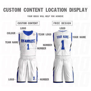 Nouvelle conception personnalisée, uniforme de basket-ball sans manches de haute qualité, antibactérien, blanc et bleu, vêtements de sport, maillot de basket-ball sublimé - Product Image 2