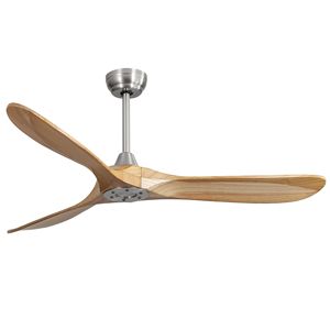 Ventilatore da soffitto per esterni da 60 pollici con motore DC e telecomando, 3 pale in legno massello, senza luce - Product Image 1