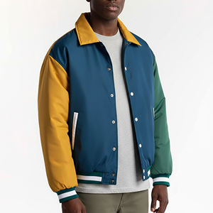 Hot Selling Custom Made Color Block Cotton <b>Padded</b> College Jacket Fashionable Breathable Loose Fit <b>Hip</b> Hop Style Varsity Jacket - Product Image 1