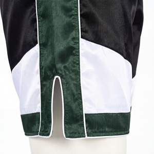 Shorts de Muay Thai pour hommes RYDOM, noir, vert, blanc, couleurs contrastées, satin, séchage rapide, respirant, logo avant, taille élastique - Product Image 5