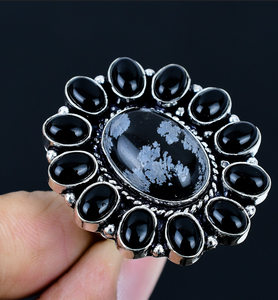 Bague alternative en pierres précieuses naturelles multicolores en forme de fleur, cadeau de bijoux spécial pour maman, bijoux floraux - Product Image 1