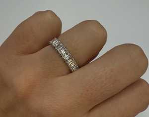 Emerald Cut Lab Grown Diamond Half Eternity Band 14k 18k Solid Gold 925 <b>Silver</b> Stackable Pave Wedding Matching <b>Rings</b> Jewelry - Product Image 4