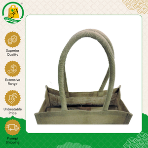 Hot Sale on Top Quality Eco Friendly and Pocket Friendly Jute Shopping Bag with External Pocket with Red Motif Silk Screen Print - Product Image 2