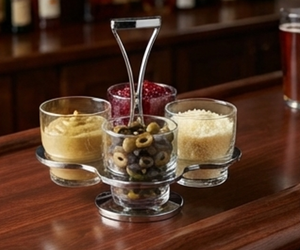 Support élégant en bois et métal pour verres, miroir poli, idéal pour la maison, l'hôtel, l'organisation de la vaisselle - Product Image 3