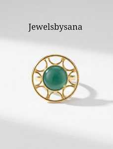 Anillo Ajustable de Latón Dorado Vintage con Piedra, Hecho a Mano, Banda Abierta para Mujer, Regalo - Product Image 6
