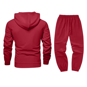 <b>Men's</b> Hooded Tracksuit Solid Color Casual Wear High Quality Cotton Fleece Tracksuit Sportwear Tracksuit Running Tracksuit - Product Image 3