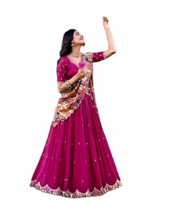 Conjunto Tradicional de Lehenga Choli Kalamkari en Tonos Pastel para Mujer, Largo hasta el Suelo, para Bodas y Fiestas - Product Image 1