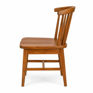 Chaise de salle à manger scandinave moderne en teck massif avec dossier bas incurvé, imperméable, écologique et durable - Product Image 3