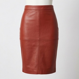 Women PU Leather Pencil <b>Skirt</b> Knee-Length Solid Color Office Lady Style Regular Waistline <b>Tight</b> Fit All Seasons Wear - Product Image 1