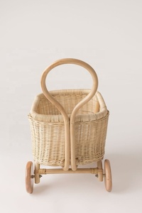Rattan Hand Woven Baby <b>Stroller</b> With Wooden <b>Wheels</b> For 0-<b>3</b> Years Old Kids Nursery Furniture - Product Image 2