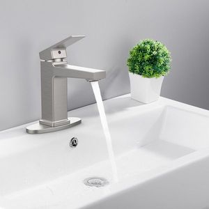 Single Handle Brushed Nickel Bath & Shower Faucet for 1 3 Holes with Deck & Two 9/16\" Hoses for Vanity Sink Laundry Use - Product Image 3