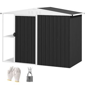 Dark Gray Outdoor <b>Garden</b> Metal Shed for <b>Tool</b> <b>Storage</b> & Organization - Product Image 5