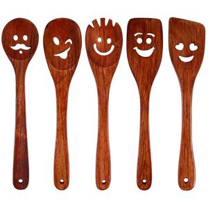 Juego de utensilios de cocina de madera premium con espátula, cuchara volteadora, cuchara para servir y cuchara de cocina para cocinar. - Product Image 2