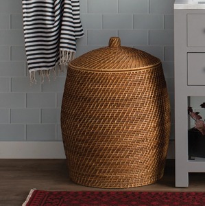 Round Rattan <b>Basket</b> <b>with</b> a rounded center and <b>lid</b> Handmade Storage <b>Basket</b> Wholesale eco-friendly Made in Viet Nam - Product Image 6