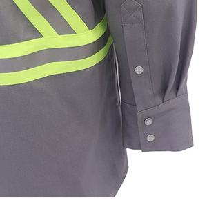 Wholesale Fireproof Men's Welder Fire Resistant Clothing Long Sleeve Button Up <b>Flame</b>-retardant Hi Vis Button Up <b>Shirts</b> - Product Image 4