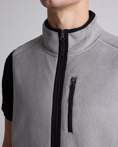 Chaleco de forro polar gris jaspeado con cremallera, chaqueta sin mangas, cortavientos, térmica, informal, para trabajo al aire libre, forro polar Sherpa. - Product Image 6