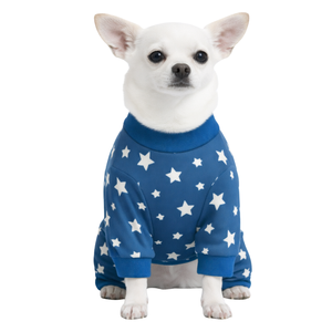 Dog <b>Pajamas</b> <b>Onesie</b> Stars Print Soft Stretch Pet Sleepwear Cozy Breathable All Season Nightwear For Small Medium Dogs Indoor Use - Product Image 1