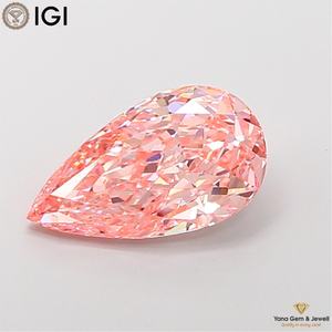 Diamant de 5,00 carats de forme poire, couleur rose vif fantaisie, clarté VVS2, cultivé en laboratoire CVD, avec certificat IGI pour centre de bijouterie - Product Image 1