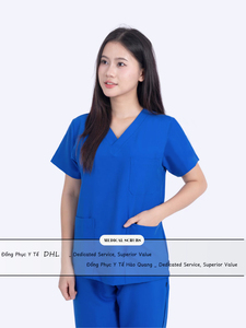 Ensemble de blouses médicales unisexes à col en V, extensibles dans quatre directions, uniforme d'infirmière, vêtements de travail pour clinique et hôpital, logo personnalisé - Product Image 1