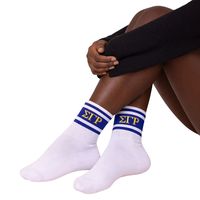 Chaussettes Sigma Gamma Rho blanches unisexes pour femmes, chaussettes de sport en coton, vêtements de sororité grecque, chaussettes de sport décontractées personnalisées