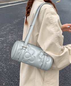 PU Leather Fashion Shoulder <b>Bag</b> with Heart Embossed Zipper Polyester Lining Two Straps for Women Outdoor Travel - Product Image 6