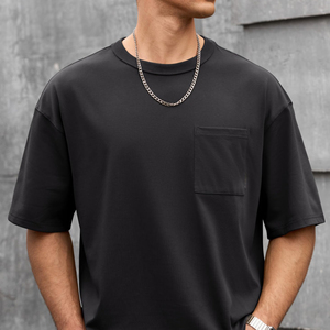 Camiseta Extra Grande Premium para Hombre, Estilo Urbano, Algodón Grueso, Corte Holgado, Hombros Caídos, Casual, Verano, Manga Corta, Moderna - Product Image 2