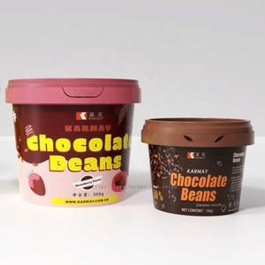 Envase de plástico hermético para bombones de chocolate en forma de bola de malta, con tapa, en cubeta, 150ml 350ml 500ml 5OZ 12OZ 16OZ IML - Product Image 1