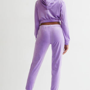 Sweat-shirt à capuche court en molleton imprimé uni pour femme, anti-boulochage, hiver, poches brodées, manches longues - Product Image 2