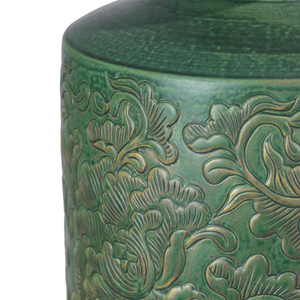 Traditional Floor <b>Vase</b> <b>Ceramic</b> <b>Vases</b> Bell Shape Big Imitative-antique <b>Ceramic</b> <b>Vase</b> with Brown Chrysanthemum Patterns Blue Glaze - Product Image 3