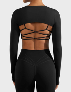 <b>Women</b> Long Sleeve Open Front <b>Shrug</b> Cropped Bolero Workout Yoga Fitness Top Stretch Sportswear Activewear Custom - Product Image 2