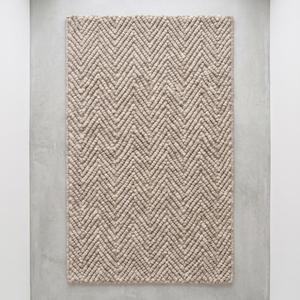 Tapis d'intérieur moderne minimaliste texturé en laine unie crème beige tissé à la main, antidérapant, à poils moyens - Product Image 3