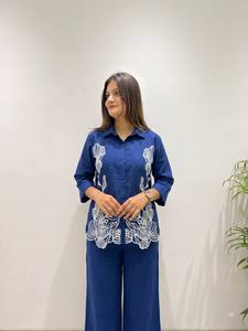 Nuevo Conjunto de Diseño para Mujer, Ropa de Fiesta Bordada, Conjunto de Cordón de Algodón y Mezclilla, Listo para Usar, de Secado Rápido, Elástico, Reversible, Sin Arrugas - Product Image 2
