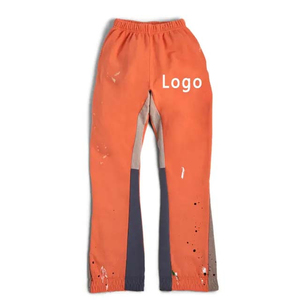 Patchwork <b>Paint</b> Splattered Flare Sweatpants Joggers Men Street Style Baggy Wide Leg Sweat Pants Stacked Flared Sweatpants - Product Image 3