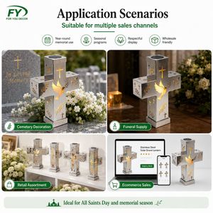 Lanterna Solare a Croce in Acciaio Inossidabile OEM, Luce LED Calda per Cimitero e Memoriale - Product Image 5